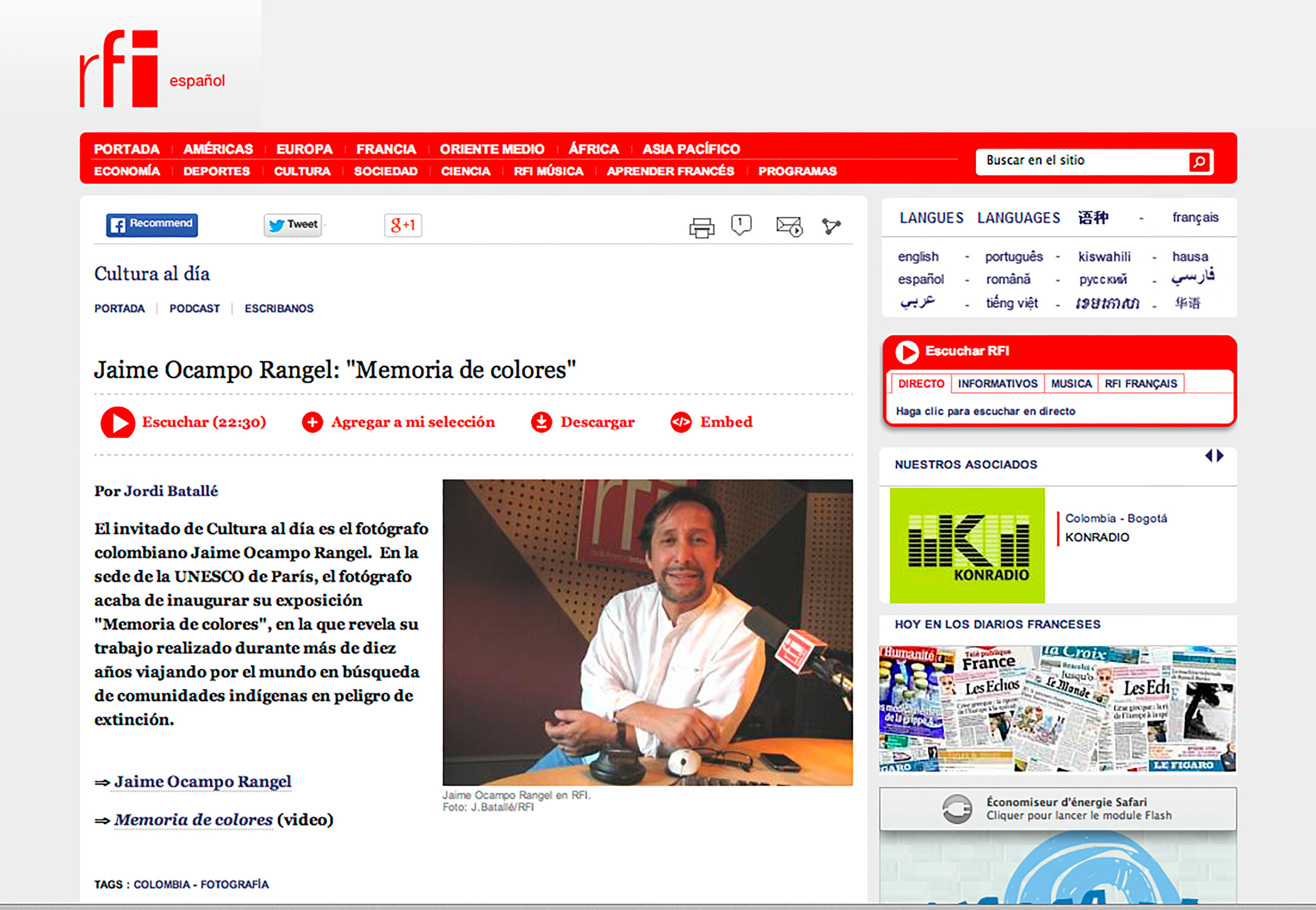 Interview RFI (Radio France International)